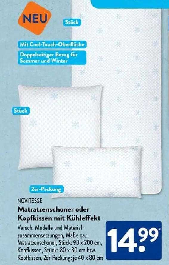 NOVITESSE Matratzen schoner oder Kopfkissen mit Kühleffekt