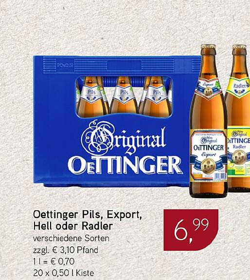 Oettinger Pils, Export, Hell oder Radler - Verschiedene Sorten