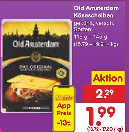 Old Amsterdam Käse­scheiben 115 g - 145 g, gekühlt, verschiedene Sorten