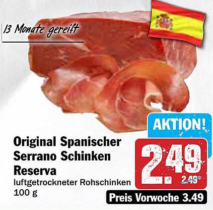 Original Spanischer Serrano Schinken Reserva