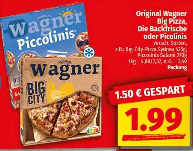 Original Wagner Big Pizza, Die Backfrische oder Picolinis