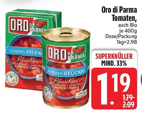 Oro di Parma Tomaten, auch Bio je 400g Dose/Packung