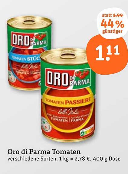 Oro di Parma Tomaten - verschiedene Sorten, 400 g Dose