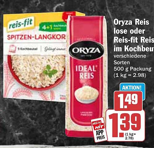 Oryza Reis lose oder Reis-fit Reis im Kochbeutel 500 g