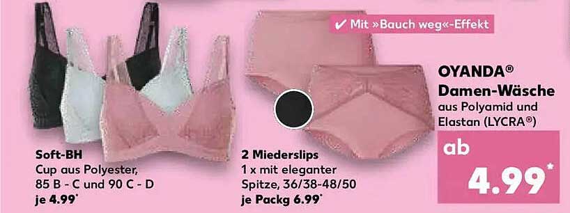 OYANDA® Damen-Wäsche: Soft-BH und Mieder-Slips im Angebot