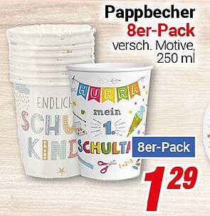 Pappbecher 8er-Pack, verschiedene Motive, 250 ml