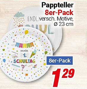 Pappteller 8er-Pack, verschiedene Motive, Ø 23 cm