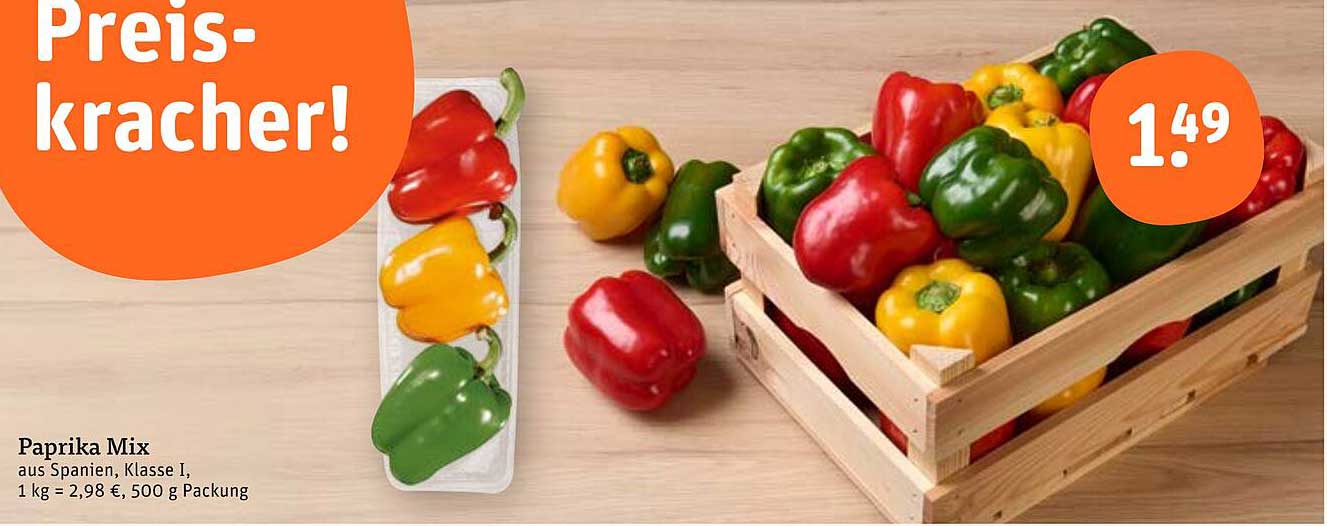 Paprika Mix aus Spanien, Klasse I, 500 g Packung