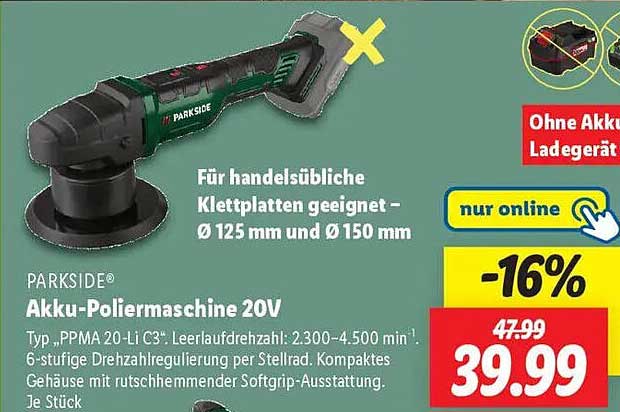 PARKSIDE Akku-Poliermaschine 20V