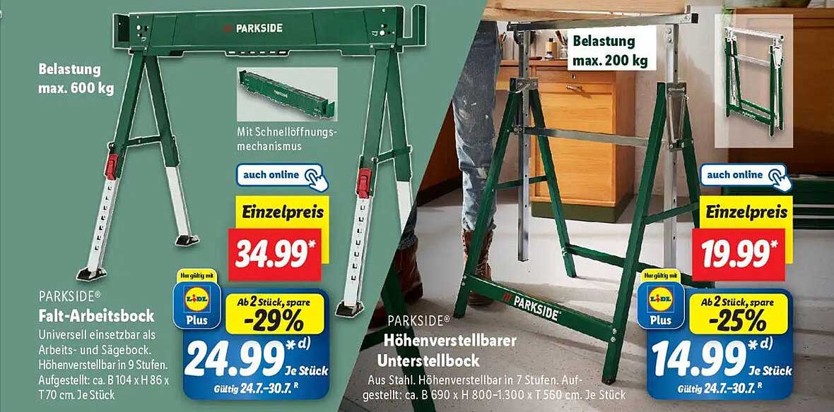 PARKSIDE® Falt-Arbeitsbock und Höhenverstellbarer Unterstellbock