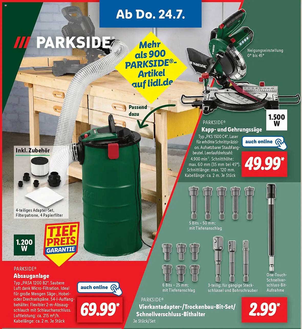 PARKSIDE Kapp- und Gehrungssäge 1500 W - Angebot vom 24.07.2025