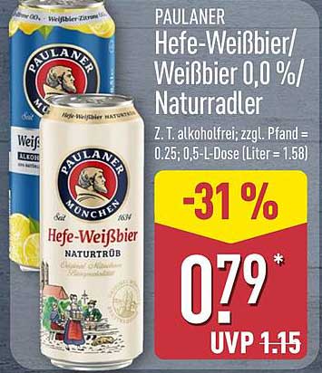 PAULANER Hefe-Weißbier/Weißbier 0,0 %/Naturtrüb