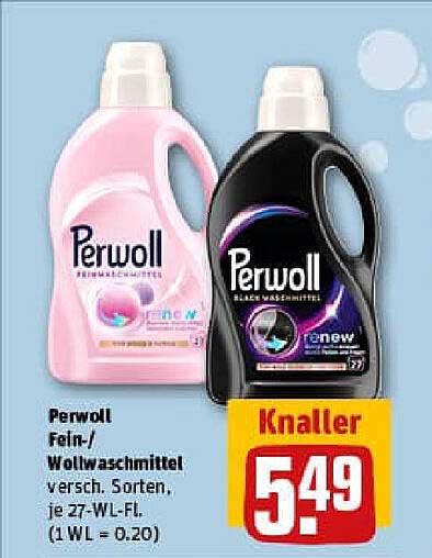Perwoll Fein-/Wollwaschmittel, verschieden. Sorten, je 27-WL-Fl.