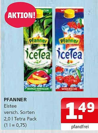 PFANNER Eistee verschieden. Sorten 2,0 l Tetra Pack