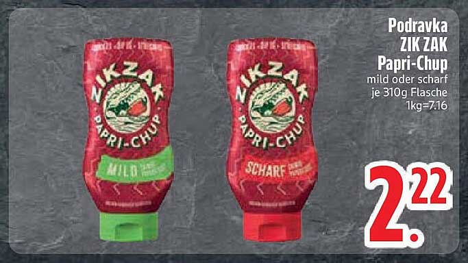 Podravka ZIK ZAK Papri-Chup mild oder scharf je 310g Flasche