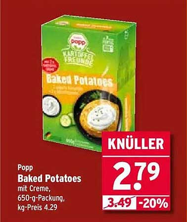 Popp Baked Potatoes mit Creme, 650-g-Packung