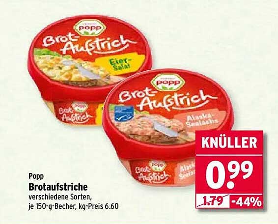 Popp Brotaufstriche – Verschiedene Sorten
