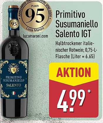 Primitivo Susumaniello Salento IGT – Halbtrockener italienischer Rotwein