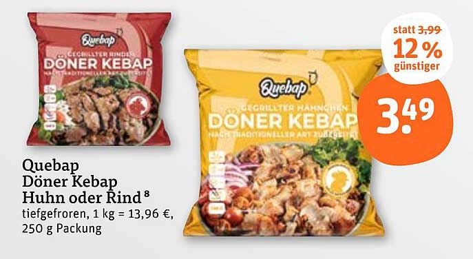 Quebap Döner Kebap Huhn oder Rind, 250 g