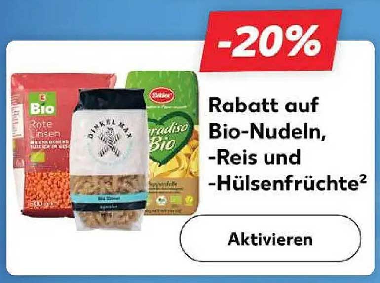 Rabatt auf Bio-Nudeln, -Reis und -Hülsenfrüchte