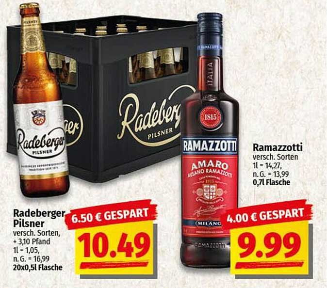 Radeberger Pilsner und Ramazzotti Amaro im Angebot