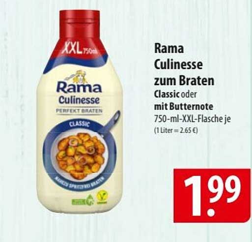 Rama Culinesse zum Braten Classic oder mit Butternote 750-ml-XXL-Flasche