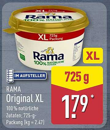 RAMA Original XL 100% natürliche Zutaten - 725g Packung
