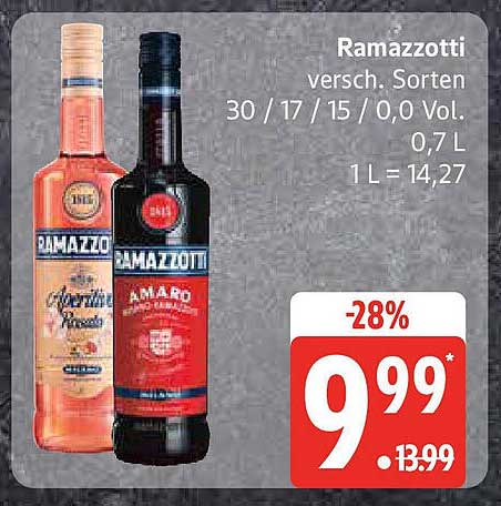 Ramazzotti - Verschiedene Sorten 0,7 L - Jetzt zugreifen!
