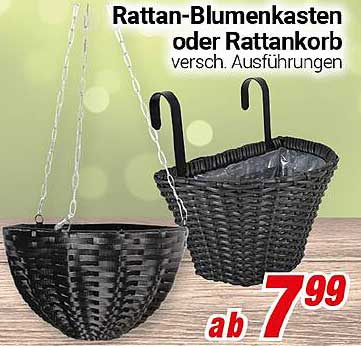 Rattan-Blumenkasten oder Rattankorb - verschiedene Ausführungen