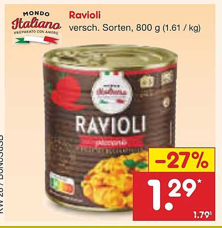 Ravioli - verschiedene Sorten, 800 g