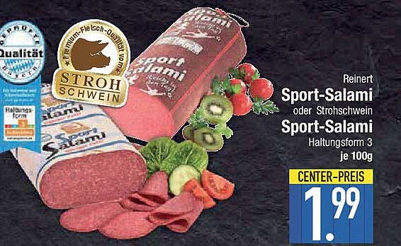 Reinert Sport-Salami oder Strohschwein Sport-Salami Haltungsform 3 je 100g