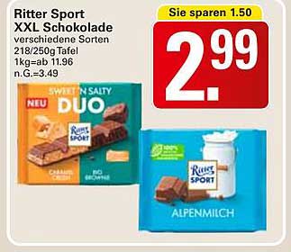 Ritter Sport XXL Schokolade verschiedene Sorten 218/250g Tafel
