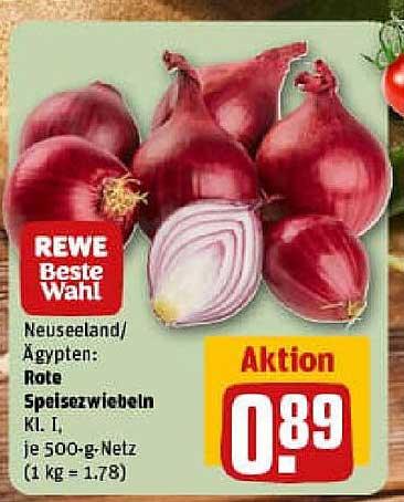 Rote Speisezwiebeln Kl. I, 500 g-Netz, Aktion