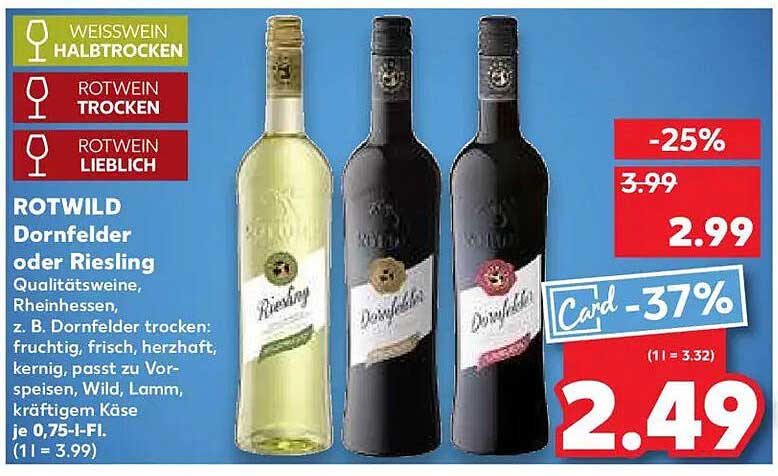 ROTWILD Dornfelder oder Riesling Qualitätsweine
