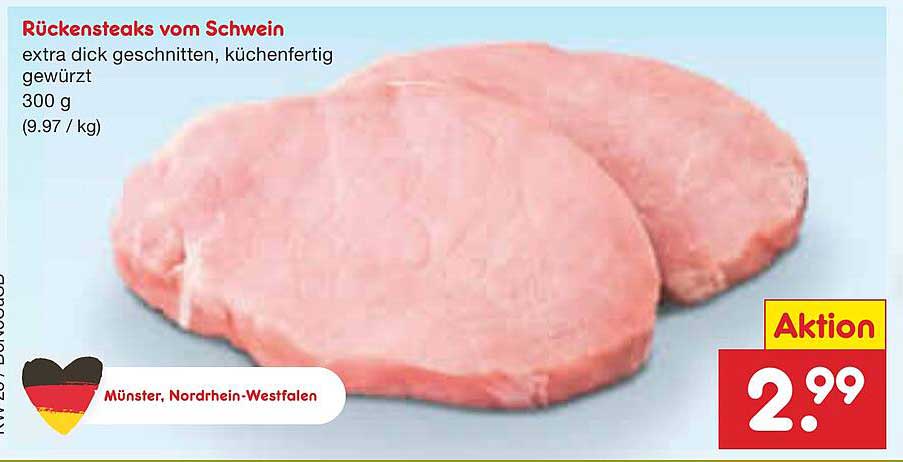 Rückensteaks vom Schwein - extra dick geschnitten, küchenfertig gewürzt