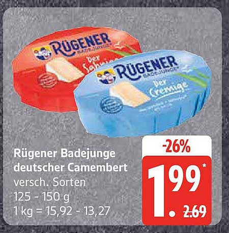 Rügener Badejunge deutscher Camembert verschiedene Sorten 125-150 g