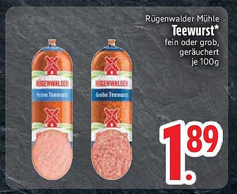 Rügenwalder Mühle Teewurst - fein oder grob, geräuchert je 100g