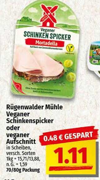 Rügenwalder Mühle Veganer Schinkenspicker oder veganer Aufschnitt