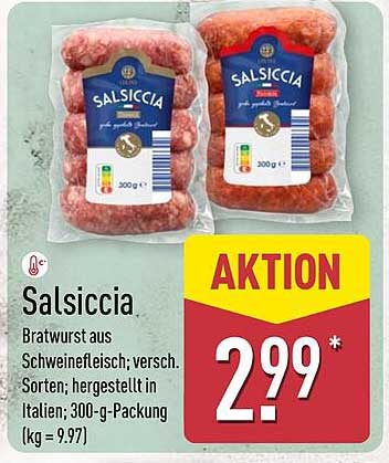 Salsiccia Bratwurst aus Schweinefleisch - 300 g Packung