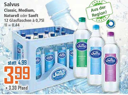 Salvus Mineralwasser 12 Glasflaschen à 0,75l