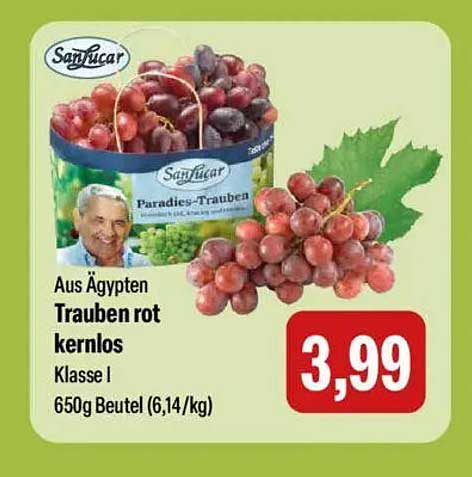 SanLucar Trauben rot kernlos 650g Beutel