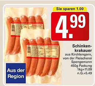 Schinkenkrakauer aus Kirchlengen, von der Fleischerei Spengemann, 450g Packung