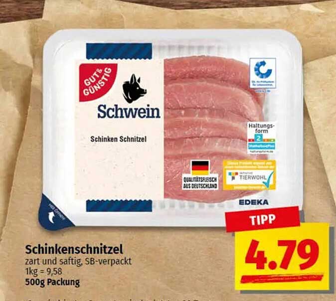 Schinkenschnitzel - zart und saftig, 500g Packung