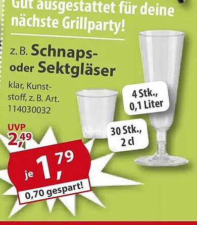 Schnaps- oder Sektgläser aus Kunststoff - Ideal für deine nächste Grillparty!