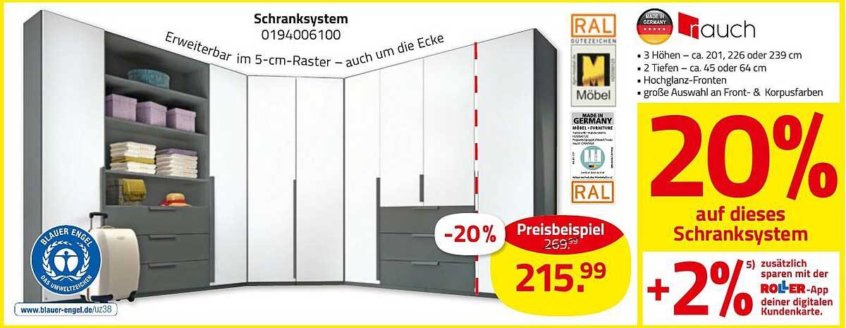 Schrank-System von ROLLER - 20% Rabatt auf ausgewählte Modelle