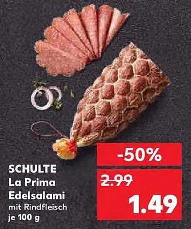 SCHULTE La Prima Edelsalami mit Rindfleisch je 100 g