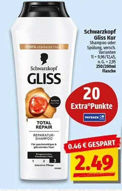 Schwarzkopf Gliss Kur Reparatur-Shampoo 250ml für nur 2,49 €