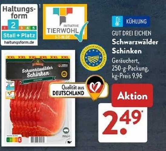 Schwarzwälder Schinken 250 g - Aktion bei Aldi Süd