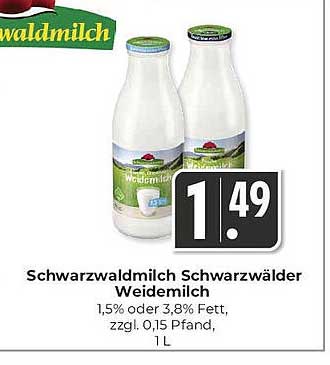 Schwarzwaldmilch Schwarzwälder Weidemilch 1L