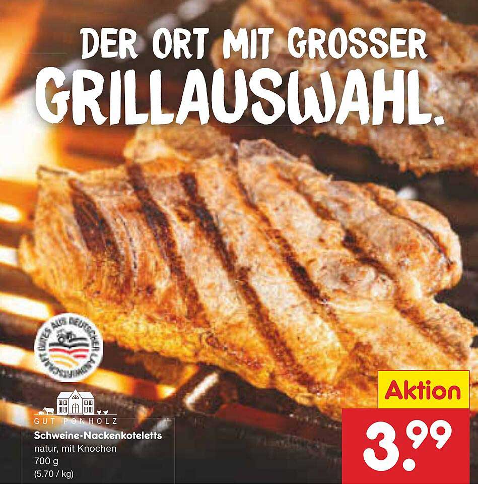 Schweine-Nackensteaks natur, mit Knochen 700 g